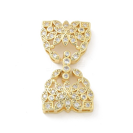 Brass Micro Pave Clear Cubic Zirconia Fold Over Clasps LS-KK-Z083-04G-1
