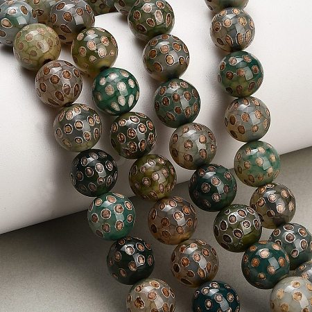 Tibetan Style dZi Beads Strands GG-NH0001-A03-10MM-1