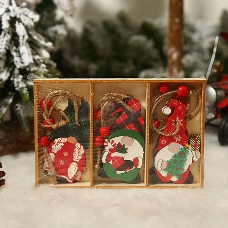 Christmas Wooden Gnome Box Set Pendant Decoration XMAS-PW0001-165A-1