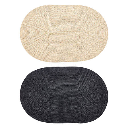2Pcs 2 Colors Polyester Imitation Straw Oval Hat Base for Millinery AJEW-FG0002-83-1