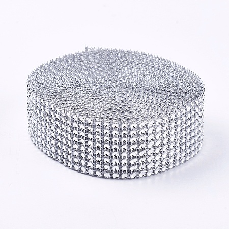 8 Rows Plastic Diamond Mesh Wrap Roll OCOR-WH0048-01B-4cm-1