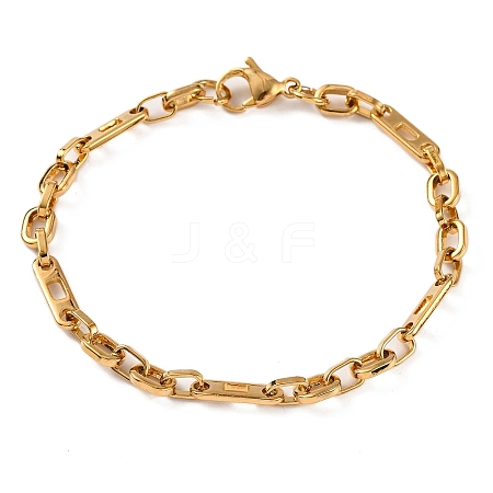 PVD Vacuum Plating 304 Stainless Steel Cable Chain Bracelets BJEW-B078-63G-1