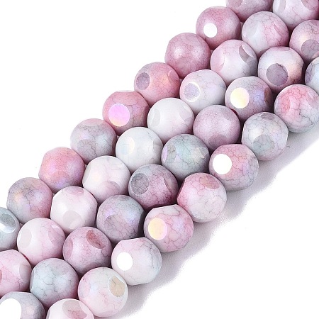 Ombre Effect Dyed Electroplate Opaque Glass Beads Strands EGLA-Q130-01A-20-1