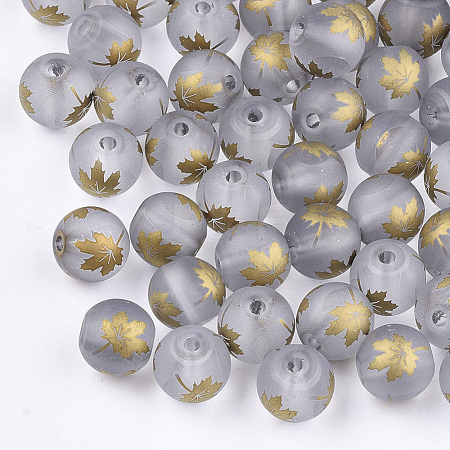 Autumn Theme Electroplate Transparent Glass Beads EGLA-S178-01F-1