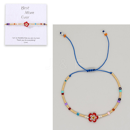 Flower Glass Seed Bead & Glass Beads Braided Bead Bracelets NS0067-4-1