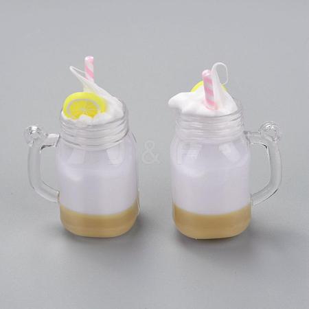 Fruit Theme Resin Bubble Tea Pendants RESI-WH0011-07E-1