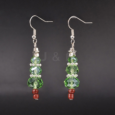 Christmas Glass Beads Dangle Earrings X-EJEW-JE01624-1