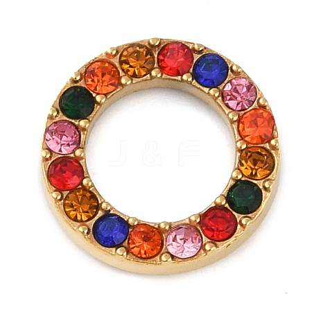 PVD Vacuum Plating 304 Stainless Steel Colorful Rhinestone Linking Rings STAS-Z082-01G-02-1