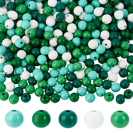 340Pcs 5 Colors Wood European Beads WOOD-PH0003-31-1