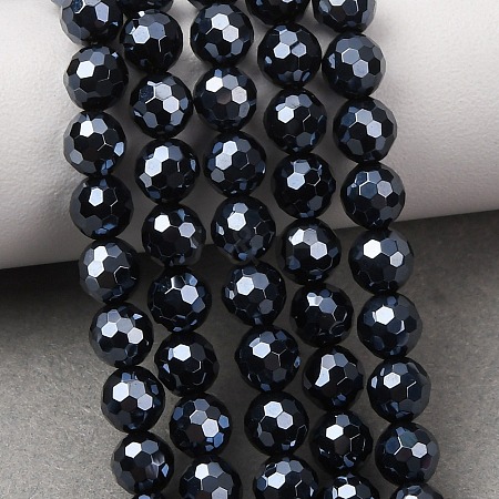 Electroplated Natural Agate Beads Strands G-B191-A07-6mm-18-1
