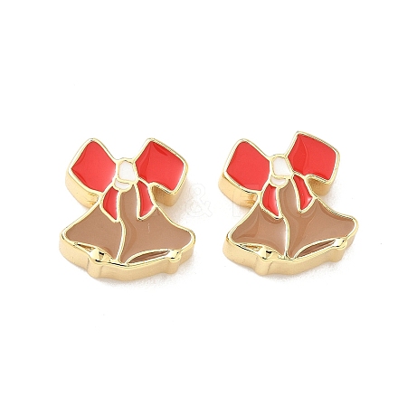 Christmas Brass Enamel Beads KK-I474-G21-1