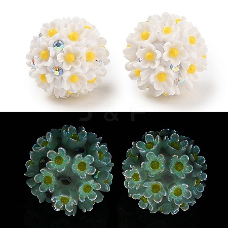 Handmade Luminous Polymer Clay Rhinestone Fancy Beads CLAY-H003-04C-1