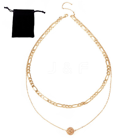 Brass Double Layer Necklaces NJEW-TAC0020-1