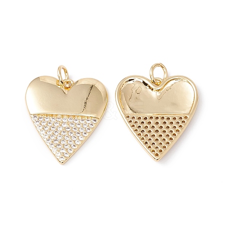 Rack Plating Brass Micro Pave Clear Cubic Zirconia Pendants ZIRC-C040-18G-1