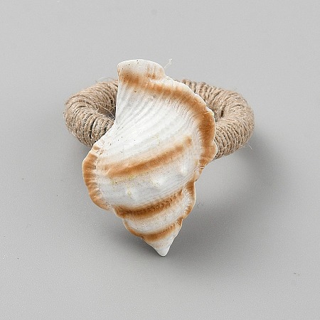 Conch Shell & Jute Rope Napkin Rings AJEW-WH20042-44D-1