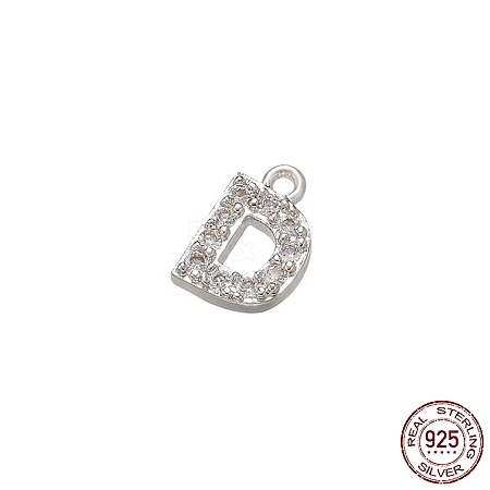 Real Platinum Plated Rhodium Plated 925 Sterling Silver Micro Pave Clear Cubic Zirconia Charms STER-P054-10P-D-1