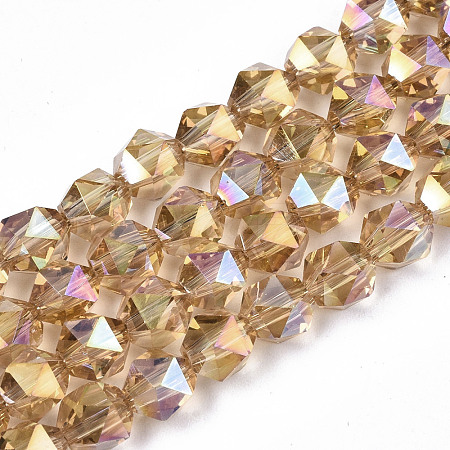 Electroplate Transparent Glass Beads Strands EGLA-T019-06A-1