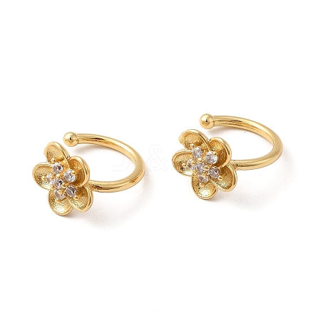 Rack Plating Brass Micro Pave Cubic Zirconia Cuff Earrings EJEW-P226-09G-1