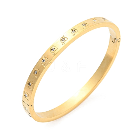 Ion Plating(IP) 304 Stainless Steel Bangle with Rhinestone BJEW-Q768-01G-1