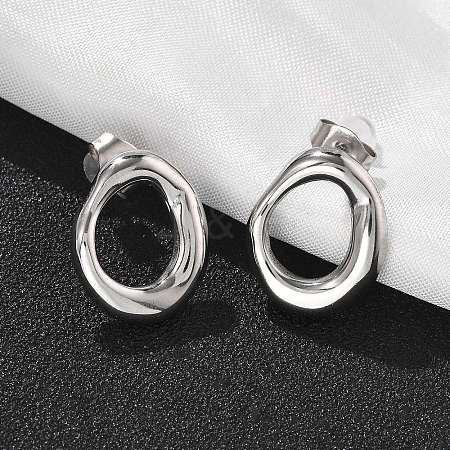 304 Stainless Steel Chunky Oval Studs Earrings for Women EJEW-K306-28P-1