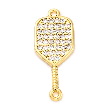 Brass Micro Pave Clear Cubic Zirconia Connector Charms KK-P288-01G-1