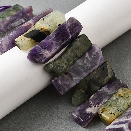 Natural Amethyst and Prehnite Beads Strands G-S386-D17-1