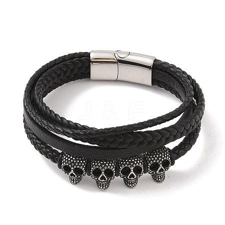 Braided Microfiber Leather Multi-strand Bracelets BJEW-B096-08H-1