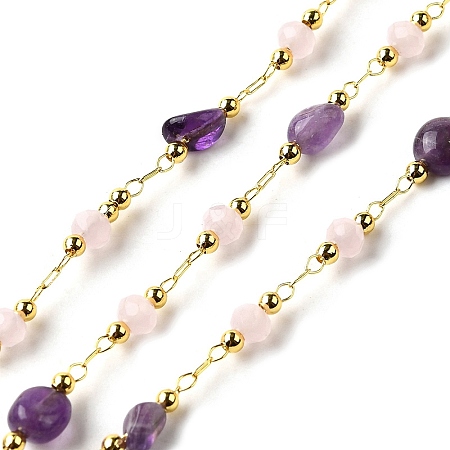 Handmade Natural Amethyst Nuggets Beaded Chains CHC-F020-06G-01-1