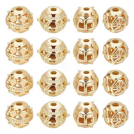 Beebeecraft 32Pcs 4 Style Alloy Hollow Beads PALLOY-BBC0001-06-1