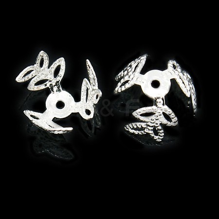 3-Petal Brass Flower Bead Caps X-KK-M010-01S-1