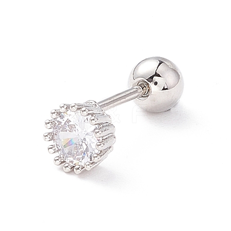 Flat Round Clear Cubic Zirconia Stud Earrings for Women LS-EJEW-A065-04P-1