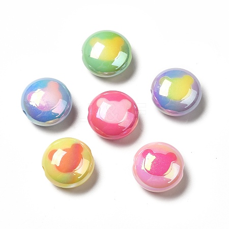 Two Tone UV Plating Rainbow Iridescent Acrylic Beads PACR-J005-06-1