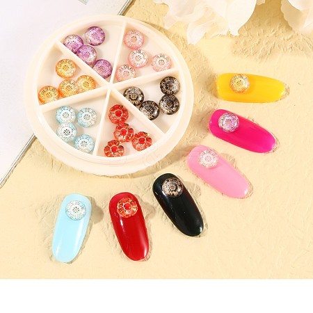(Clearance Sale)Resin Nail Cabochons with 6 Grid Disc MRMJ-S043-056A-1