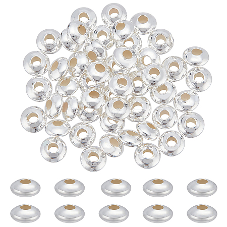 BENECREAT 50Pcs 925 Sterling Silver Saucer Spacer Beads FIND-BC0003-80-1
