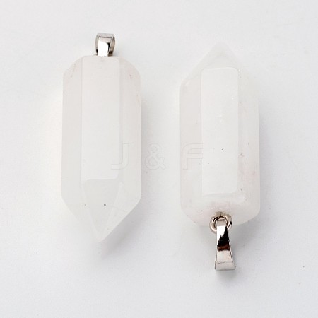 Brass Natural Quartz Crystal Pendants X-G-O160-03J-1