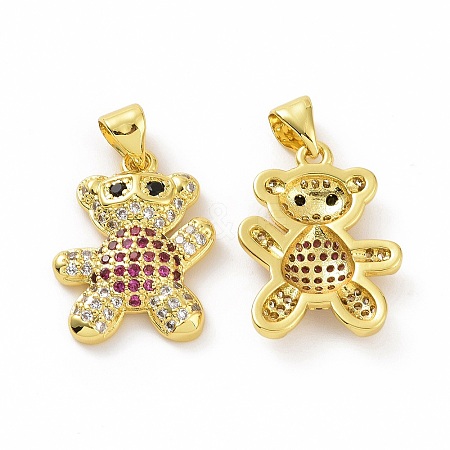 Brass Micro Pave Clear Cubic Zirconia Pendants ZIRC-F135-28G-04-1