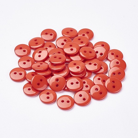 2-Hole Flat Round Resin Sewing Buttons for Costume Design BUTT-E119-20L-08-1
