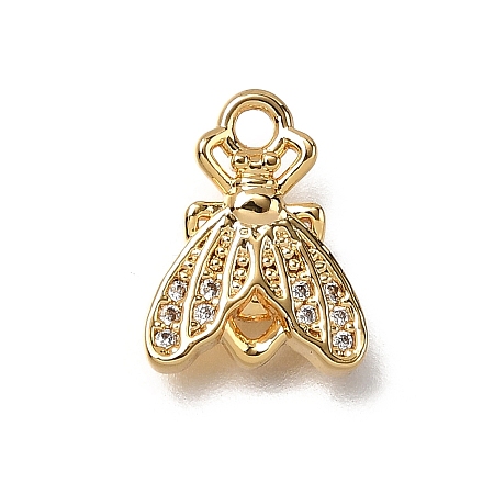 Brass Micro Pave Cubic Zirconia Charms KK-B152-07B-G-1