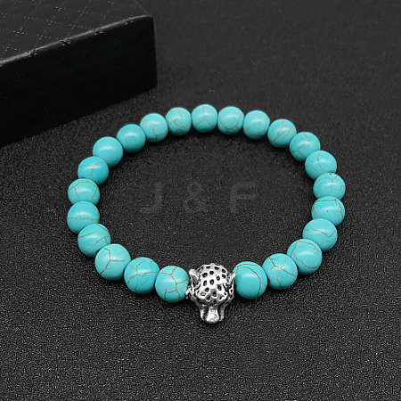 Synthetic Turquoise Stretch Bracelets for Women Men IS4293-5-1