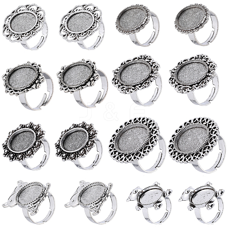 16Pcs 8 Style Adjustable Alloy Finger Rings Components FIND-SC0008-65-1