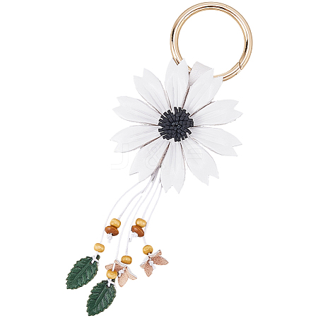 Leather and Alloy Keychain HJEW-WH20022-04B-01-1