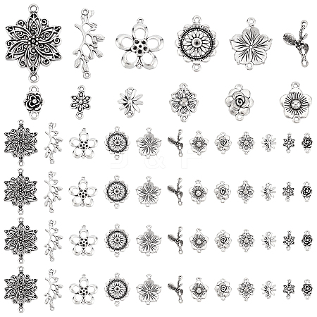 120Pcs 12 Styles Tibetan Style Zinc Alloy Connector Charms FIND-PH0005-74-1