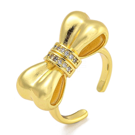 Rack Plating Brass Micro Pave Cubic Zirconia Cuff Rings for Women RJEW-I107-13G-01-1