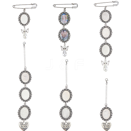 Alloy Oval Pendant Cabochon Settings & Heart Charms Pendant Decorations HJEW-FH00299-1