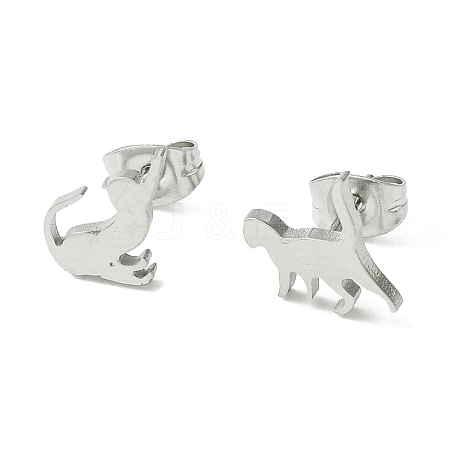 Non-Tarnish Cute Little Animal Theme 304 Stainless Steel Stud Earrings EJEW-B041-02D-P-1