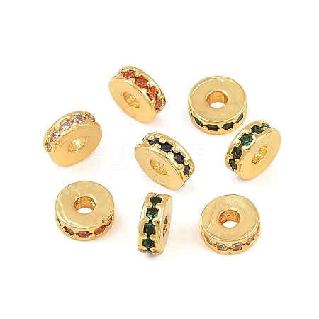 Brass Micro Pave Cubic Zirconia Beads KK-H533-01G-02-1