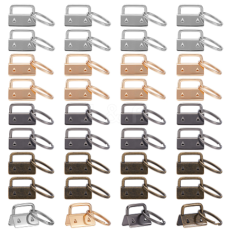 80Pcs 4 Colors Iron Ribbon Ends with Rings IFIN-GO0001-07-1