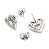 Clear Cubic Zirconia Heart Stud Earrings EJEW-F321-02P-2