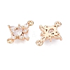 Brass Pave Clear Cubic Zirconia Connector Charms KK-G462-04G-2