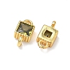 Brass Pave Cubic Zirconia Square Connector Charms KK-P348-12G-02-2